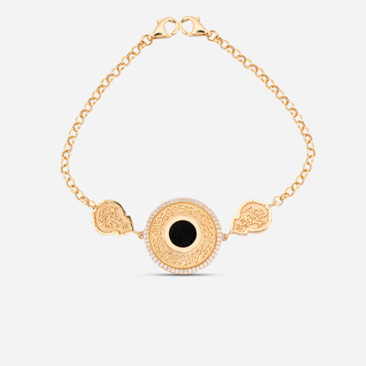 925 Sterling Silver Gold-Plated Kiswah Al-Kaabah Ya Hannan Ya Mannan Bracelet