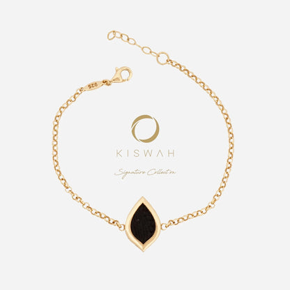 925 Sterling Silver Gold-Plated Zircon Kiswah Al-Kaabah Teardrop El-Hamd Bracelet