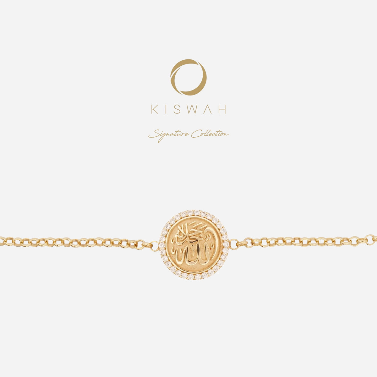 925 Sterling Silver Gold-Plated Zircon Kiswah Al-Kaabah Lafzatullah Bracelet