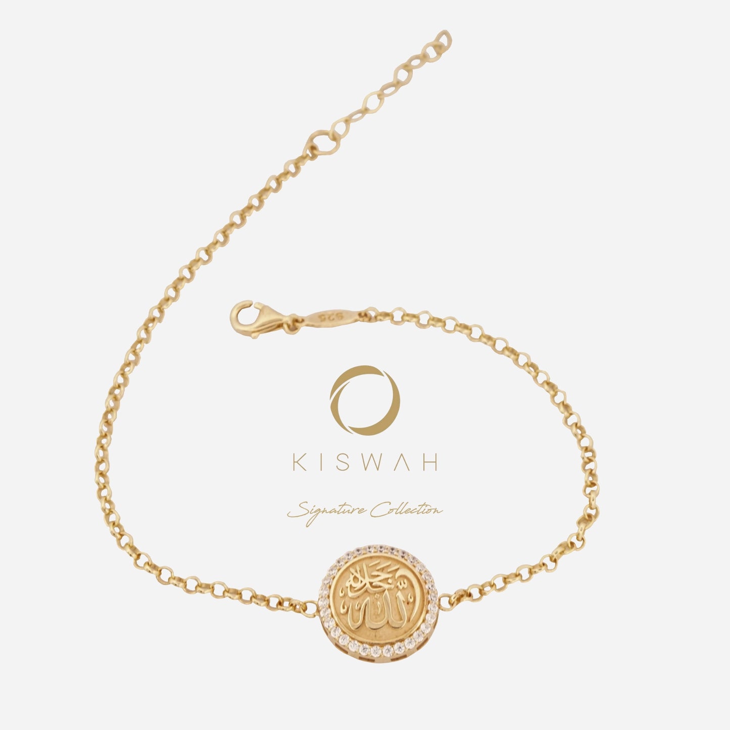 925 Sterling Silver Gold-Plated Zircon Kiswah Al-Kaabah Lafzatullah Bracelet