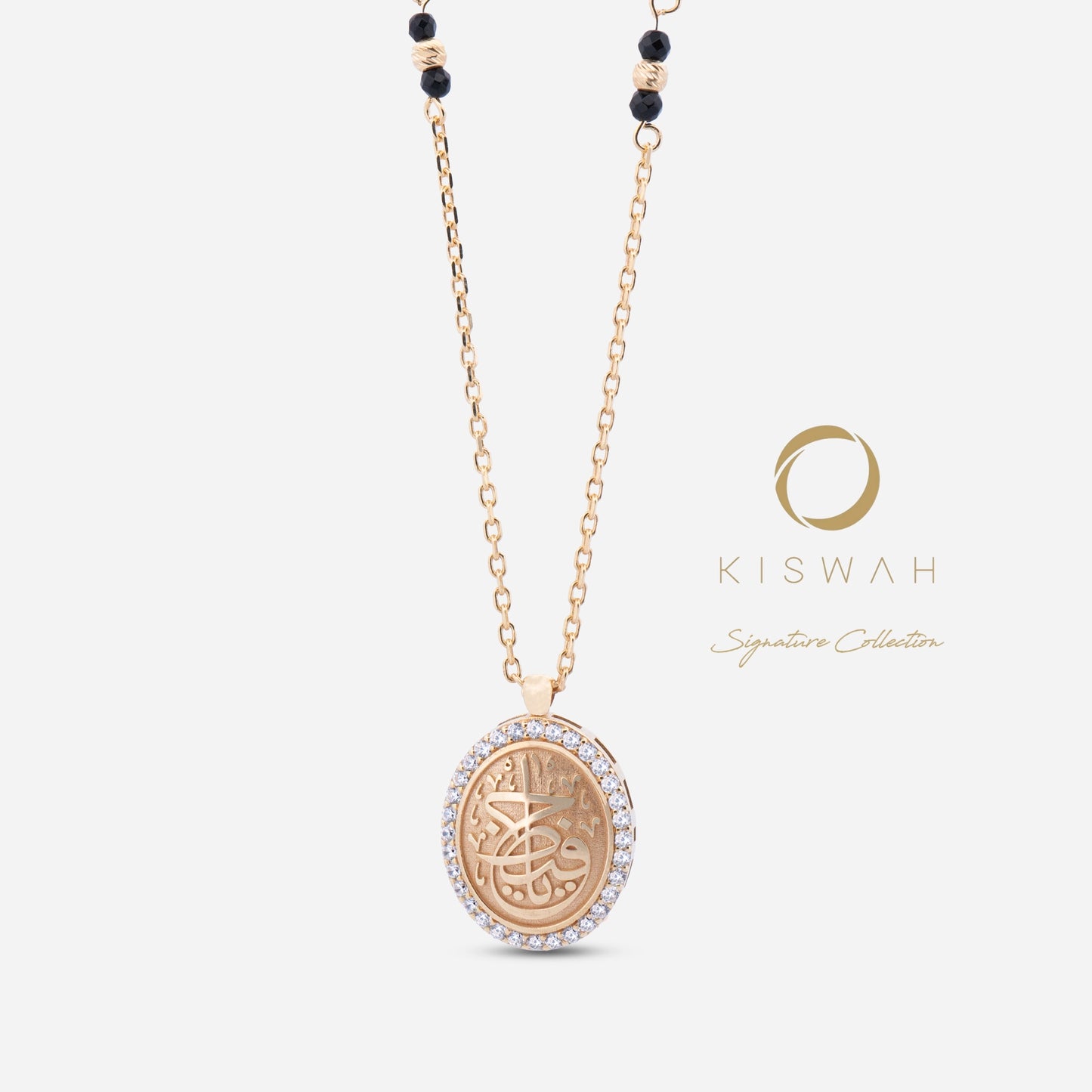 925 Sterling Silver Gold-Plated Zircon Kiswah Al-Kaabah Ya Hafiz Necklace