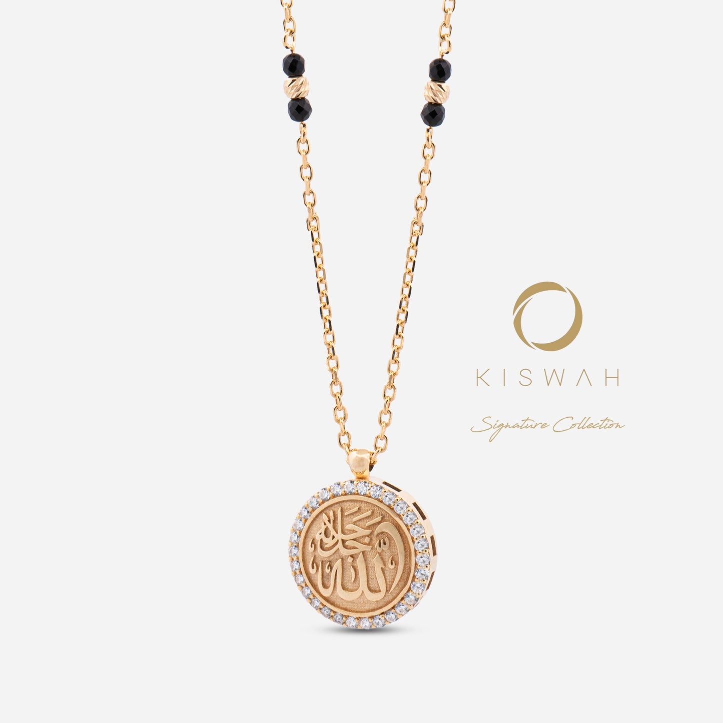 925 Sterling Silver Gold-Plated Zircon Kiswah Al-Kaabah Lafzatullah Necklace