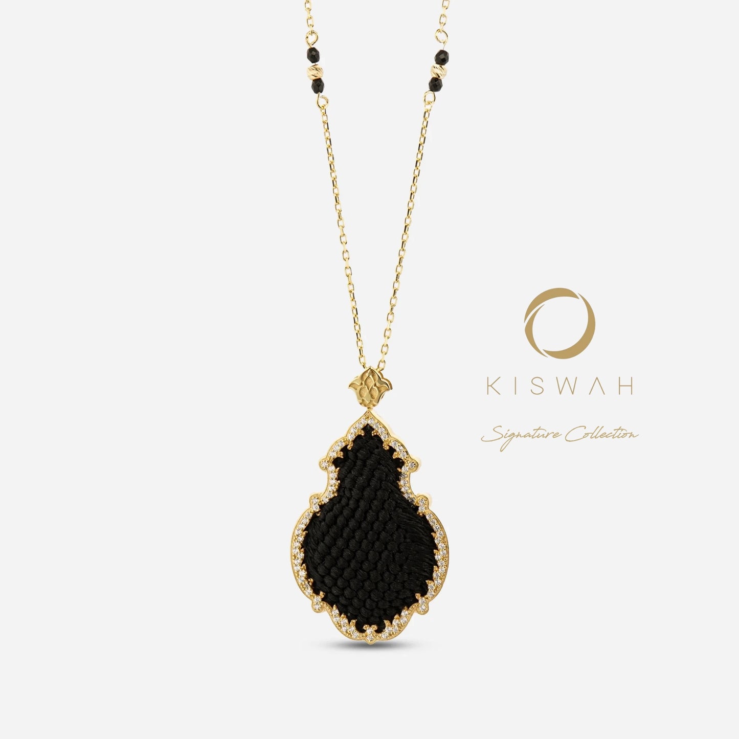 925 Sterling Silver Gold-Plated Zircon Kiswah Al-Kaabah Qandeel Necklace