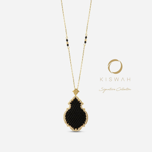 925 Sterling Silver Gold-Plated Zircon Kiswah Al-Kaabah Small Qandeel Necklace