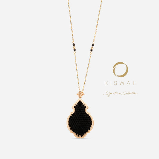 925 Sterling Silver Gold-Plated Kiswah Al-Kaabah Small Qandeel Necklace