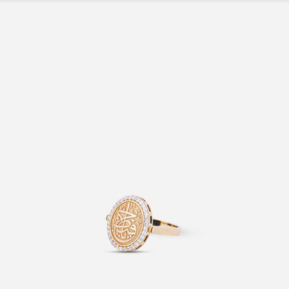 925 Sterling Silver Gold-Plated Zircon Kiswah Al-Kaabah Ya Hafiz Ring