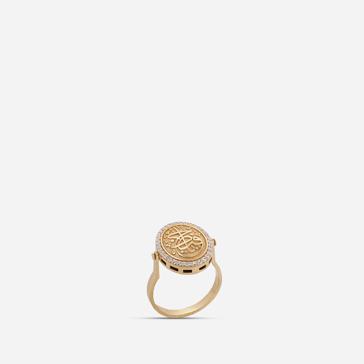 925 Sterling Silver Gold-Plated Zircon Kiswah Al-Kaabah Ya Hafiz Ring