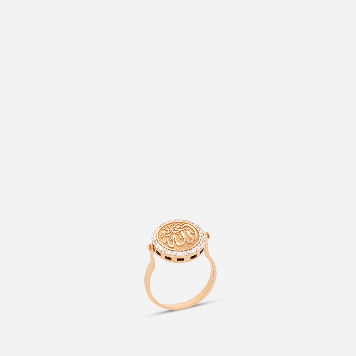 925 Sterling Silver Gold-Plated Zircon Kiswah Al-Kaabah Lafzatullah Ring