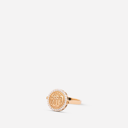 925 Sterling Silver Gold-Plated Zircon Kiswah Al-Kaabah Lafzatullah Ring