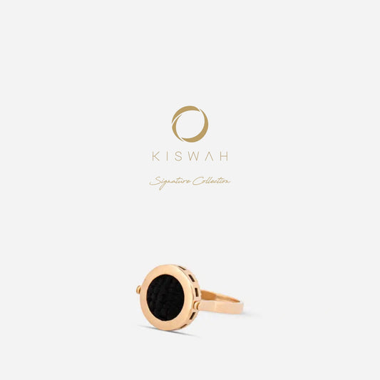 925 Sterling Silver Gold-Plated Zircon Kiswah Al-Kaabah Lafzatullah Ring