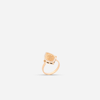 925 Sterling Silver Gold-Plated Zircon Kiswah Al-Kaabah Teardrop El-Hamd Ring