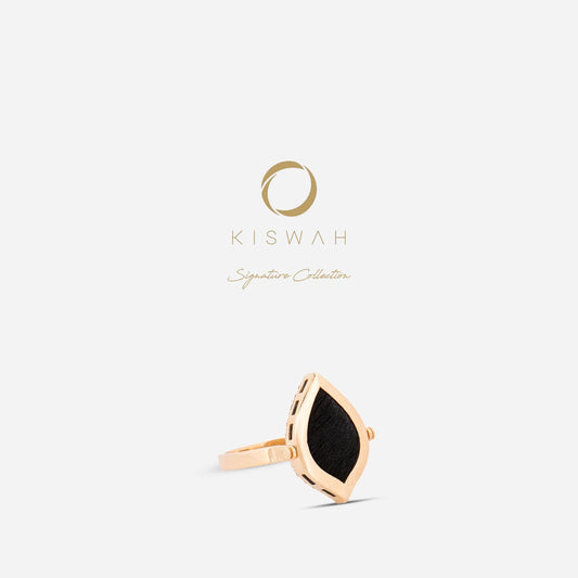 925 Sterling Silver Gold-Plated Zircon Kiswah Al-Kaabah Teardrop El-Hamd Ring