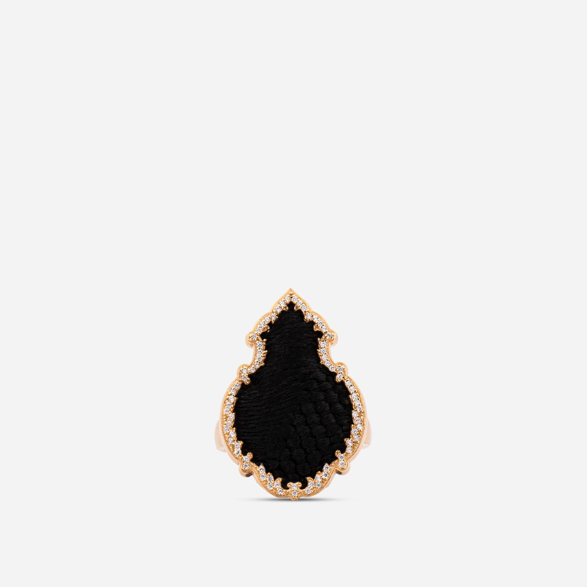 925 Sterling Silver Gold-Plated Zircon Kiswah Al-Kaabah Qandeel Ring