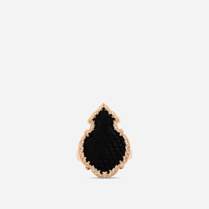925 Sterling Silver Gold-Plated Zircon Kiswah Al-Kaabah Qandeel Ring