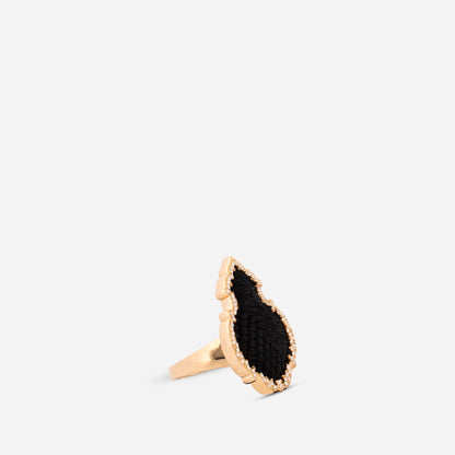 925 Sterling Silver Gold-Plated Zircon Kiswah Al-Kaabah Qandeel Ring