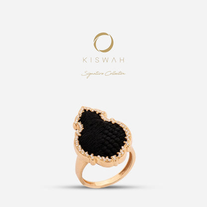 925 Sterling Silver Gold-Plated Zircon Kiswah Al-Kaabah Qandeel Ring