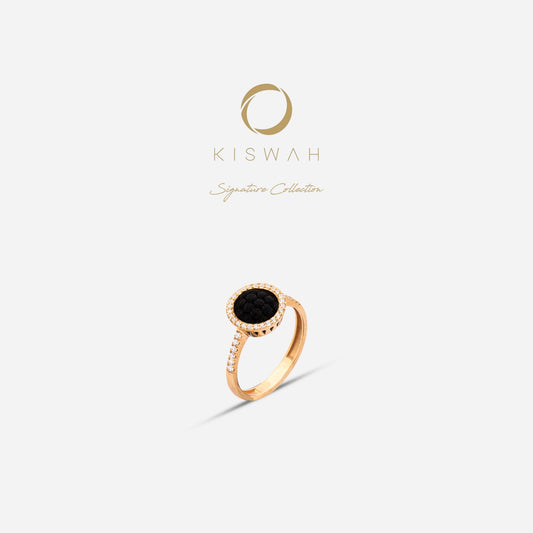 925 Sterling Silver Gold-Plated Kiswah Al-Kaabah Modern Ring