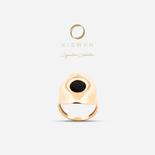 925 Sterling Silver Gold-Plated Kiswah Al-Kaabah Hajar al-Aswad Ring