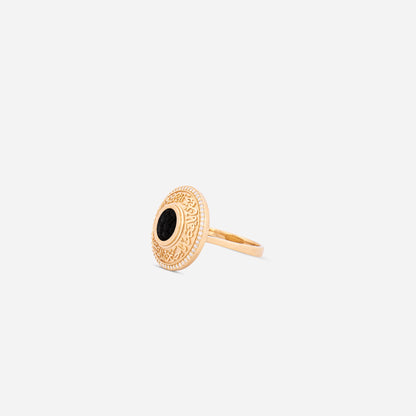 925 Sterling Silver Gold-Plated Kiswah Al-Kaabah Ya Hannan Ya Mannan Ring