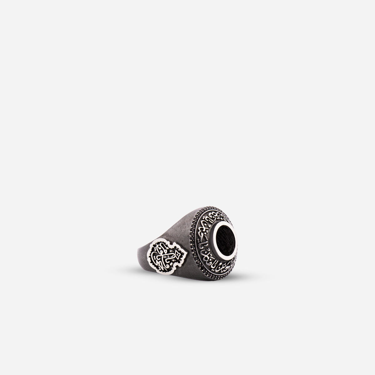 925 Sterling Silver Rhodium-Plated Kiswah Al-Kaabah Ya Hannan Ya Mannan Ring