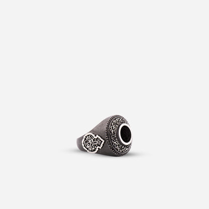 925 Sterling Silver Rhodium-Plated Kiswah Al-Kaabah Ya Hannan Ya Mannan Ring