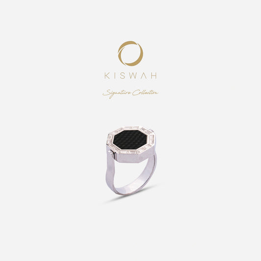 925 Sterling Silver Kiswah Al-Kaabah Zircon Double-Sided Ring